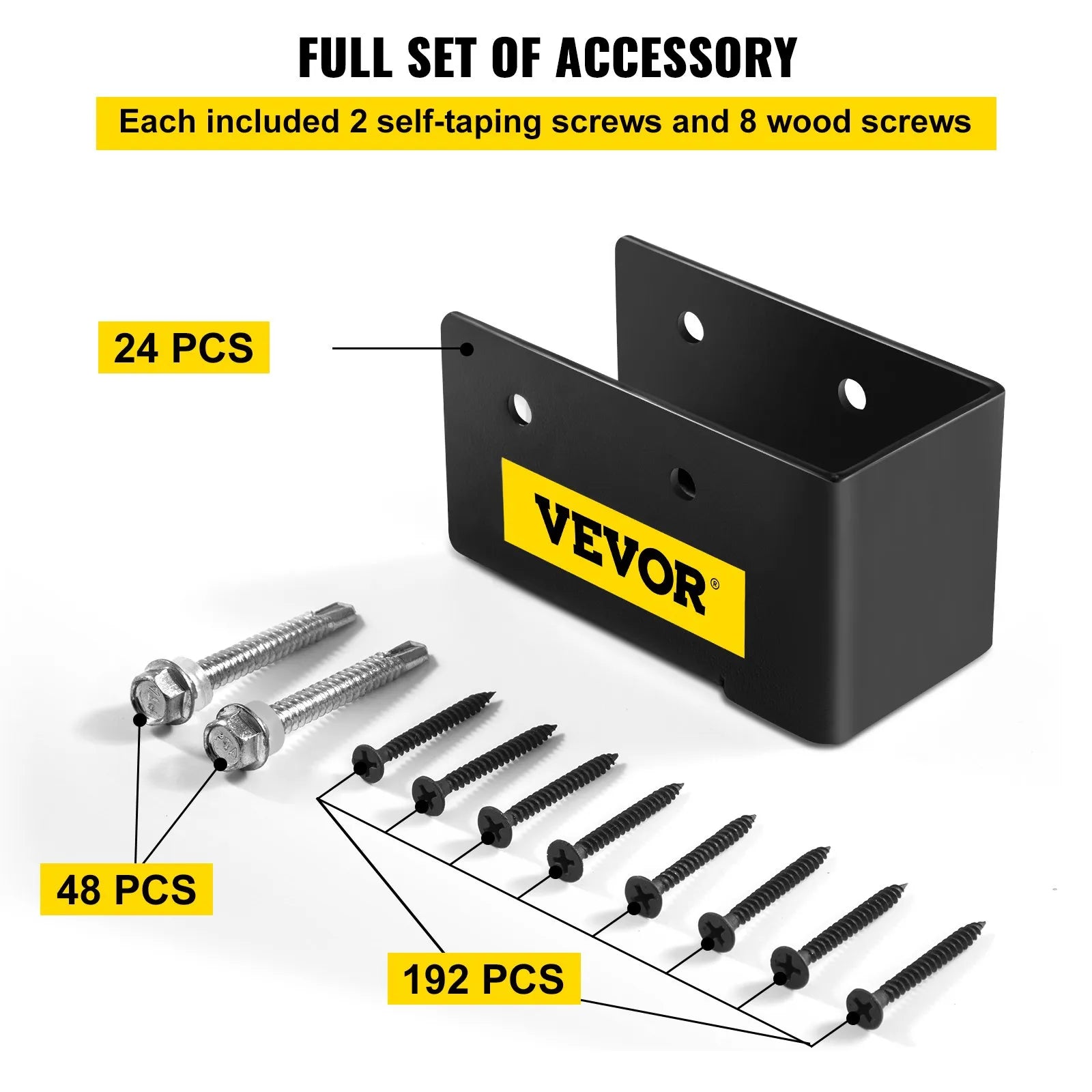 VEVOR Concealed Joist Hanger, 2"x4" Outdoor Accent Concealed-Flange, Pack of 24 Concealed Joist Bracket, Q235 Steel Plate Powder-Coated Concealed Face Mount Joist Hanger for 2"x4" Beam Swing, 3.7