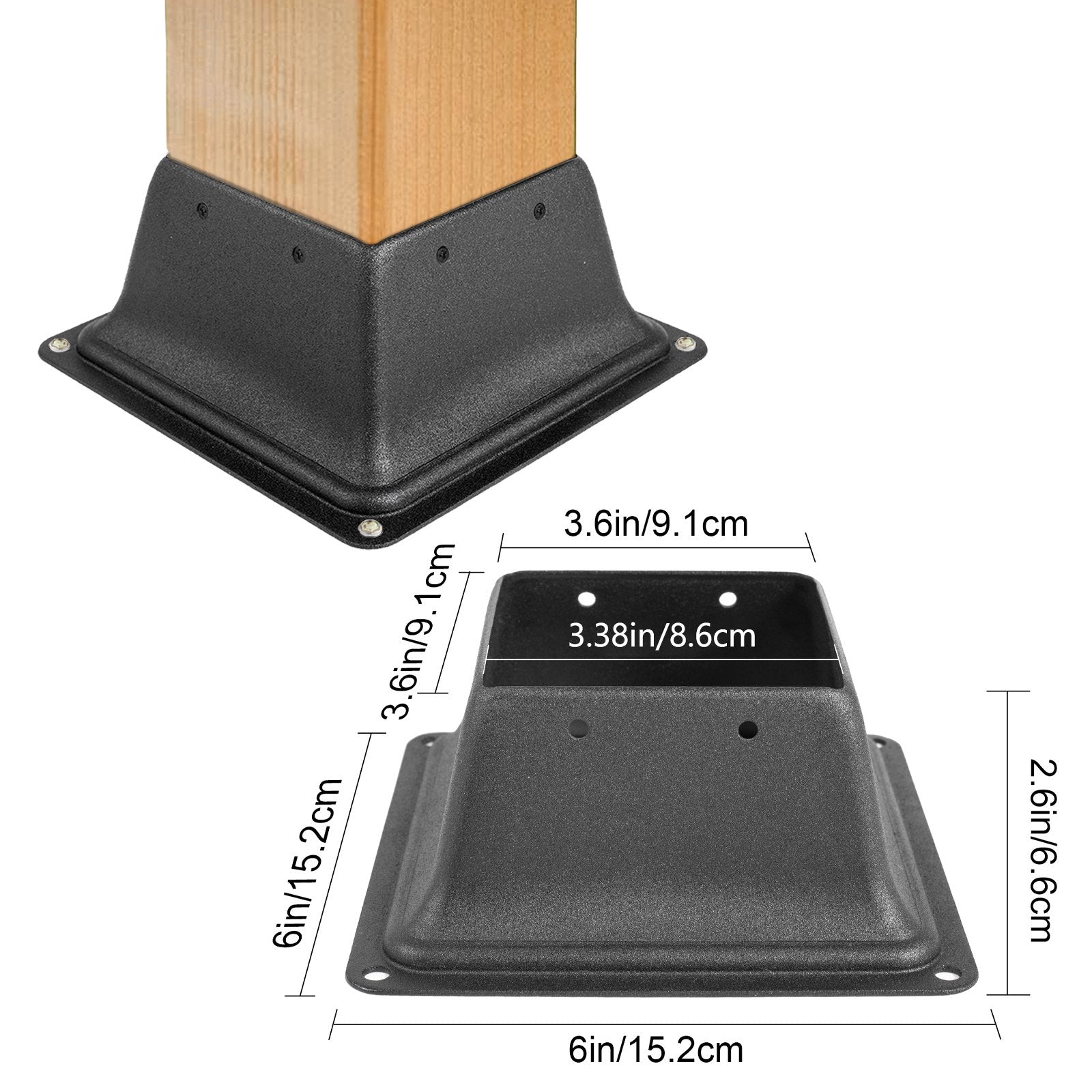 VEVOR 4 x 4 Deck Post Base 20 PCS Skirt Post Support Flange 2.5 LBS Black Powder-Coated Decking Post Base with Thick Steel for Deck Supports Porch Railing Post Holders