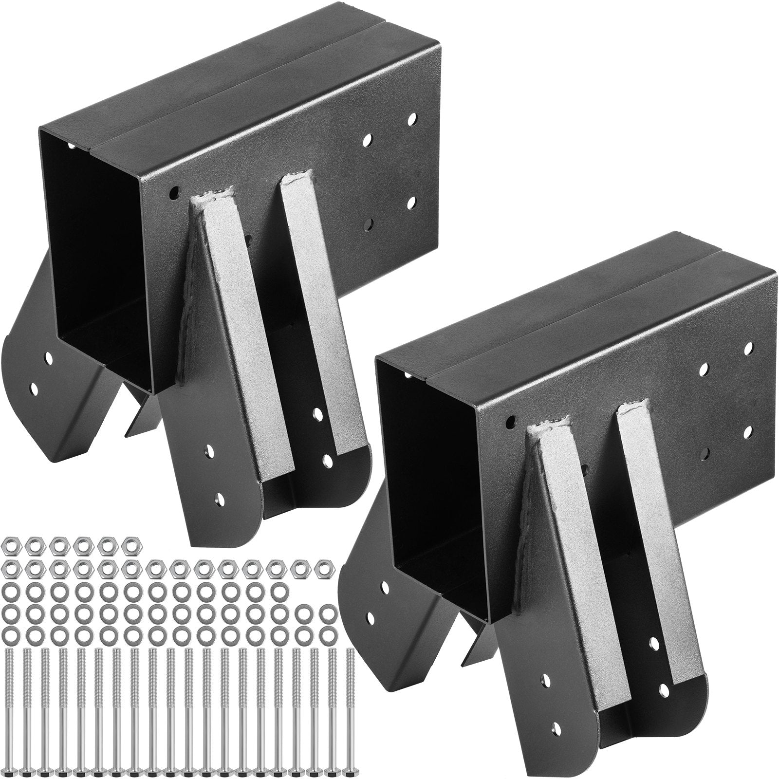 VEVOR Swing Set Bracket 9.84" Swing Bracket A-Frame Construction Swing Set Hardware Iron Material with Black Powder Coated DIY Swing Set End Bracket Swing Set Kit for 2(4x4") Legs & 1(4x6") beam-2PCS