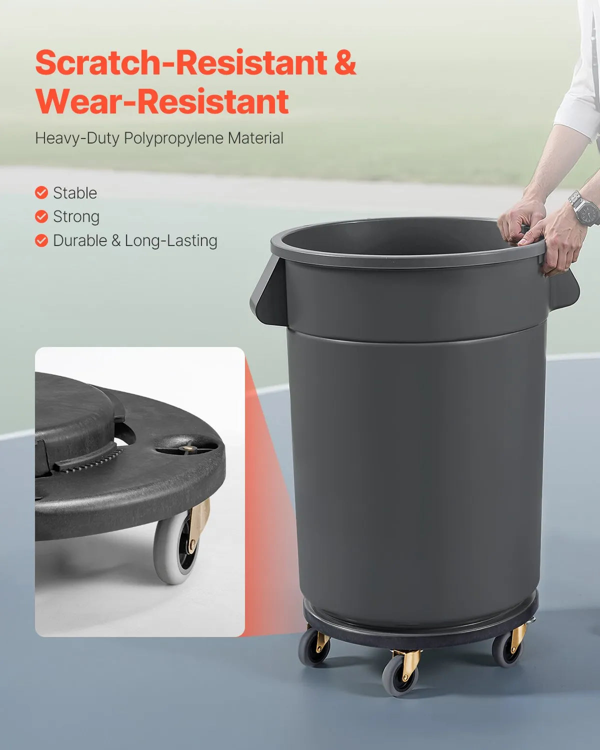 VEVOR Round Trash Can Dolly Fit 20, 32, 44, 55 Gal Garbage Container 500lbs