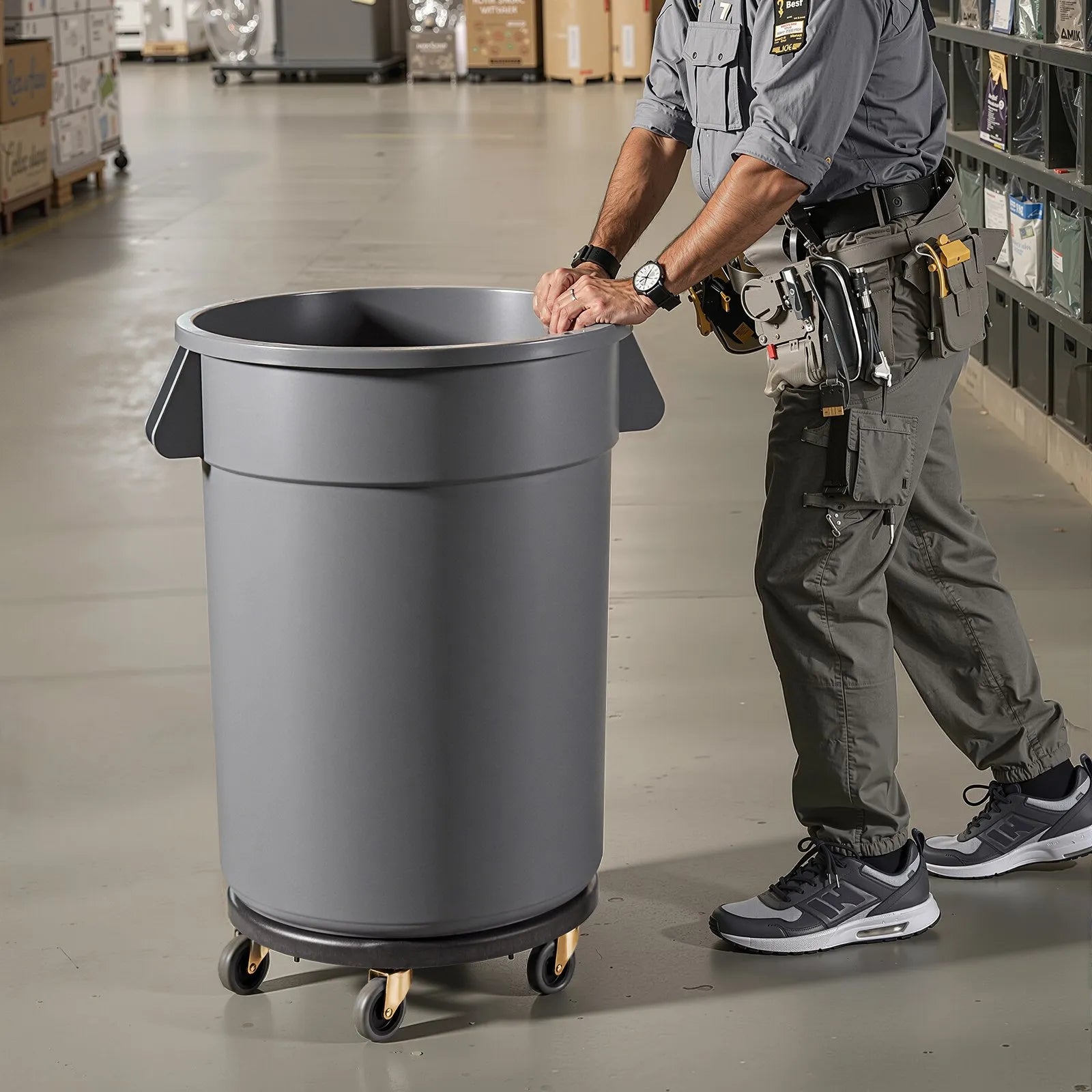 VEVOR Round Trash Can Dolly Fit 20, 32, 44, 55 Gal Garbage Container 500lbs