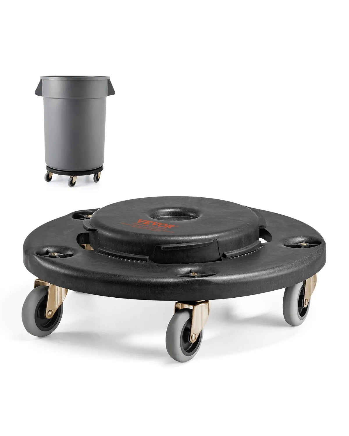 VEVOR Round Trash Can Dolly Fit 20, 32, 44, 55 Gal Garbage Container 500lbs