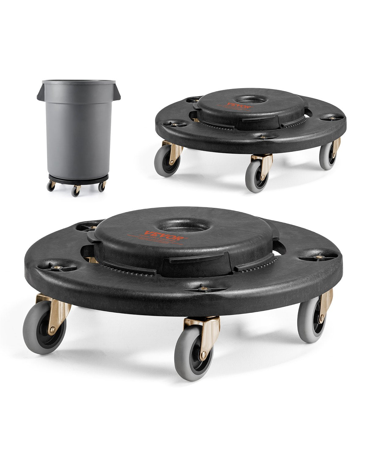 VEVOR 2 Packs Round Trash Can Dolly Fit 20, 32, 44, 55 Gal Garbage Container