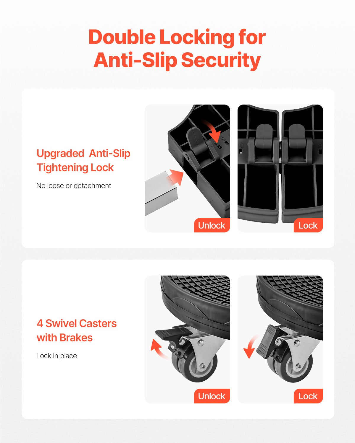 VEVOR 2 Packs Round Trash Can Dolly 15-22.8 in Adjustable Plastic Bin Dolly