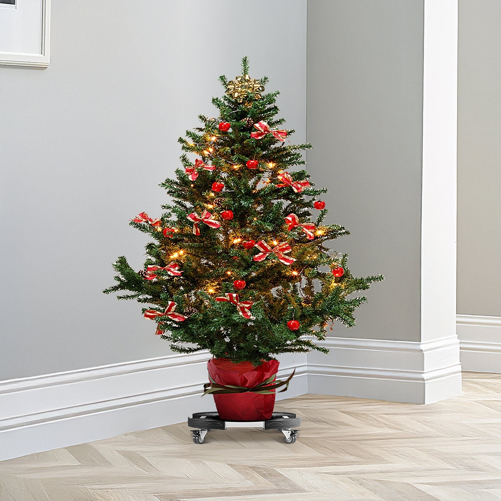 VEVOR 2 Packs Round Trash Can Dolly 15-22.8 in Adjustable Plastic Bin Dolly