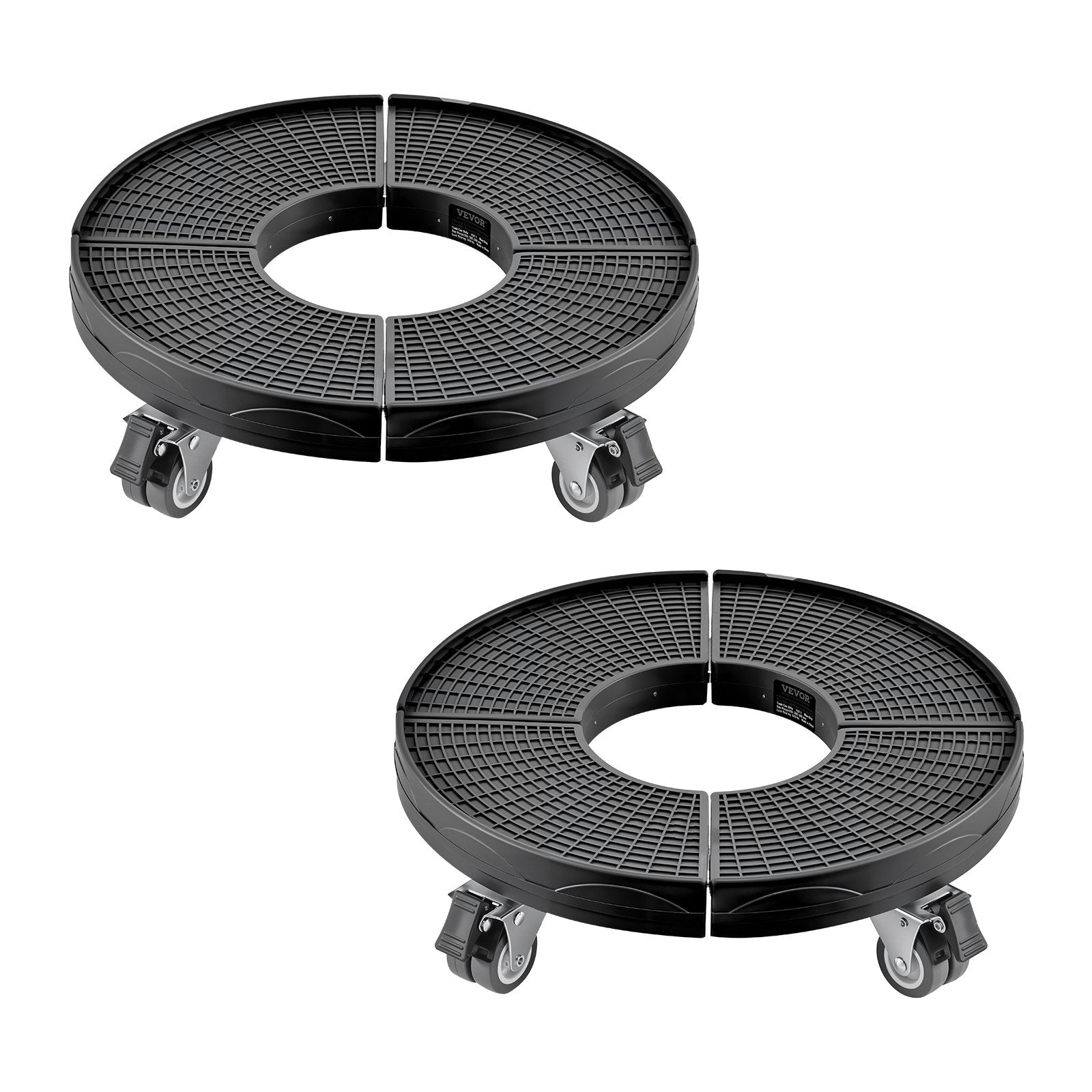 VEVOR 2 Packs Round Trash Can Dolly 15-22.8 in Adjustable Plastic Bin Dolly