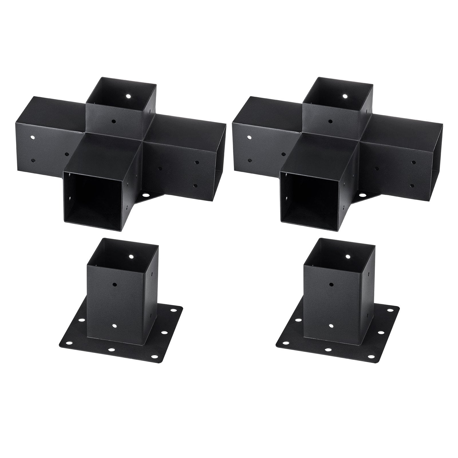 VEVOR Pergola Bracket Kit 4''x4'', 4pcs 4-Way Heavy Duty Corner Bracket Woodworks DIY Post Base Kit, Easy Installation Wooden Beams for Gazebos, Patio Pergolas, Log Cabin Outdoor Pergola Hardware