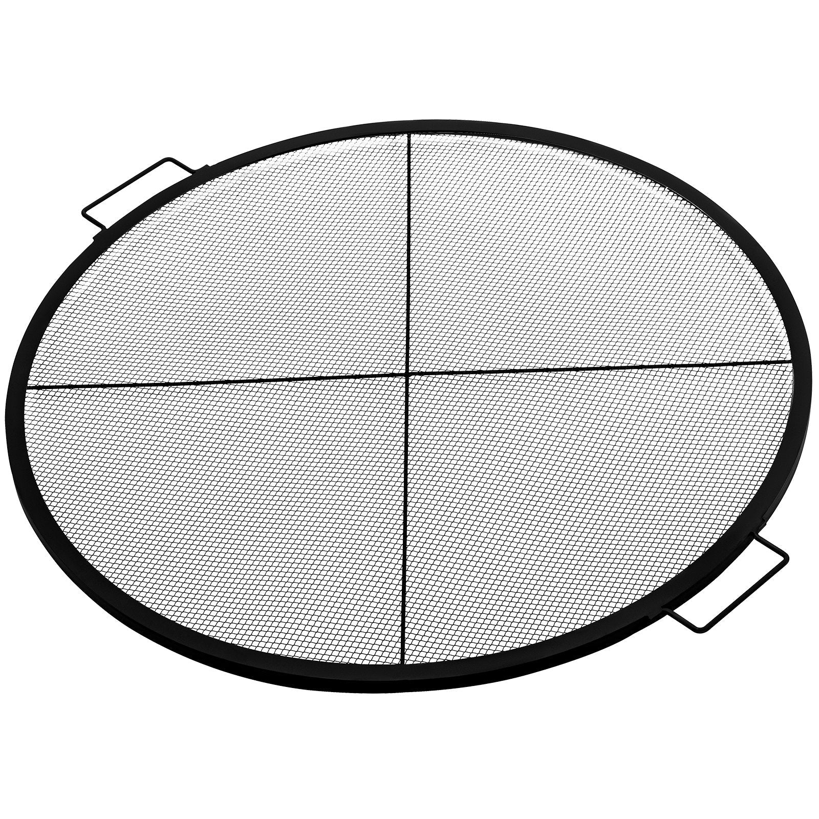 VEVOR Round Fire Pit Grate, 25\" Diameter Fire Pit Grill Grate, X-Marks Round Grill Grate, Black Steel Fire Grate, Fire Pit Cooking Grate with Handles, Fire Grill Grate for Outdoor Fire Pit, Campfire
