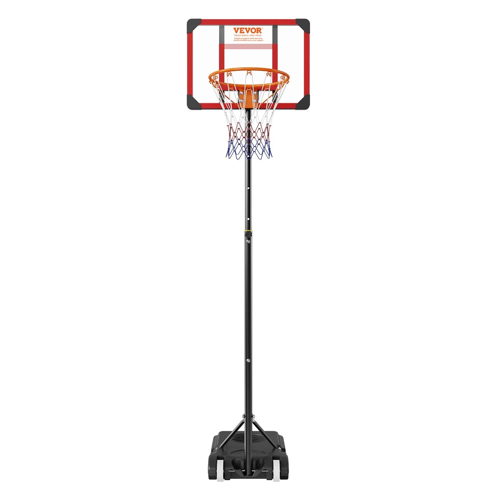 VEVOR Basketball Hoop, 5-7 ft Adjustable Height Portable Backboard System, 28 inch Basketball Hoop & Goal, Kids & Adults Basketball Set with Wheels, Stand, and Fillable Base, for Outdoor/Indoor