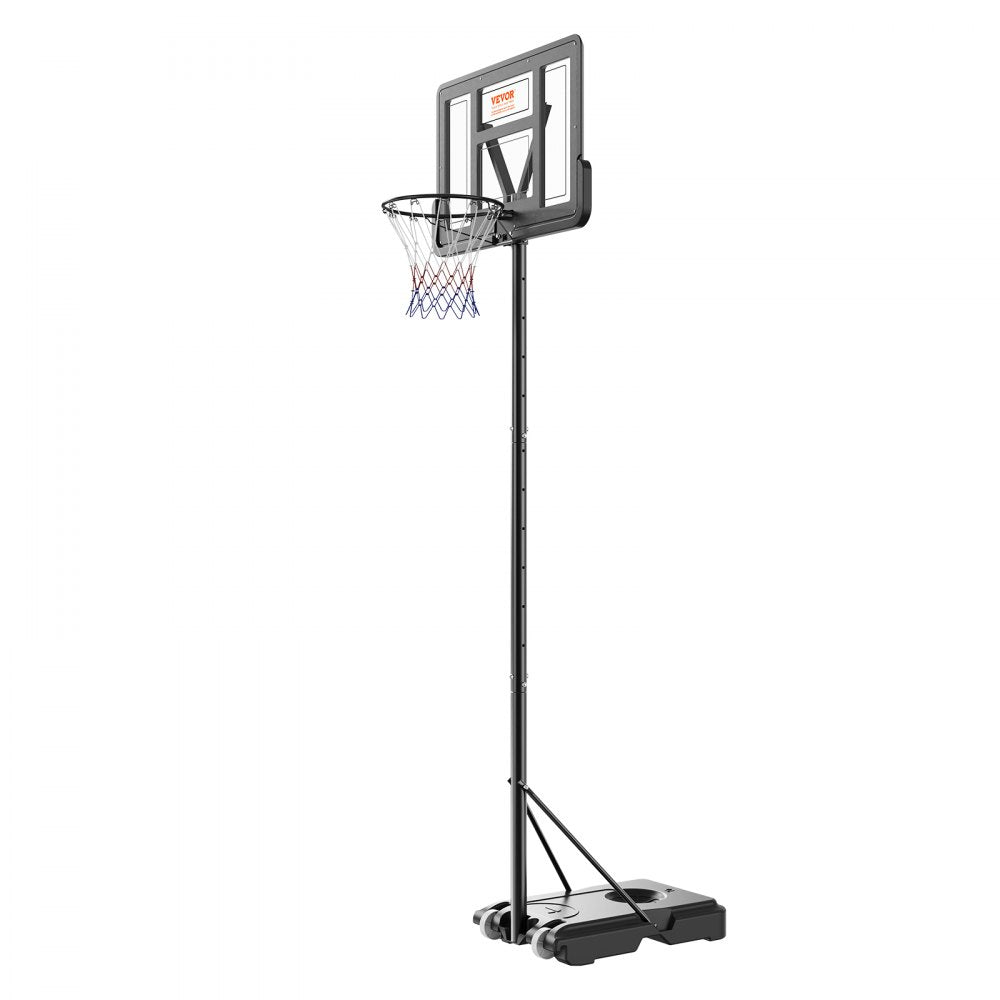 VEVOR Basketball Hoop, 4-10 ft Adjustable Height Portable Backboard System, 44 inch Basketball Hoop & Goal, Kids & Adults Basketball Set with Wheels, Stand, and Fillable Base, for Outdoor/Indoor