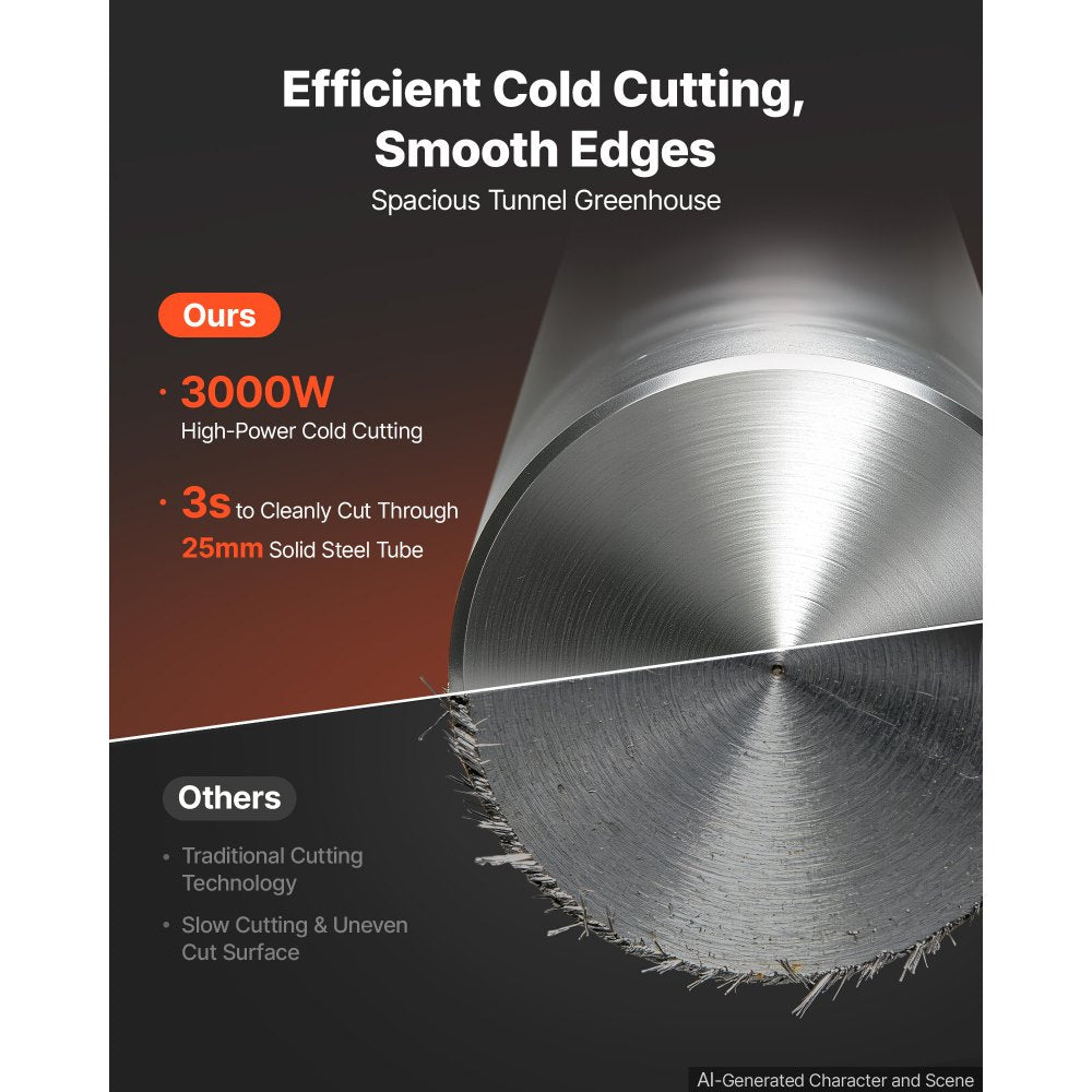 16-Inch 3000W Cold Cut Chop Saw – Metal Cutting Saw with 96-Tooth Blade, -45° to 45° Miter Adjustment