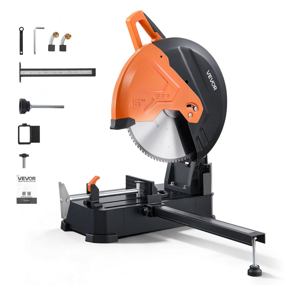 16-Inch 3000W Cold Cut Chop Saw – Metal Cutting Saw with 96-Tooth Blade, -45° to 45° Miter Adjustment