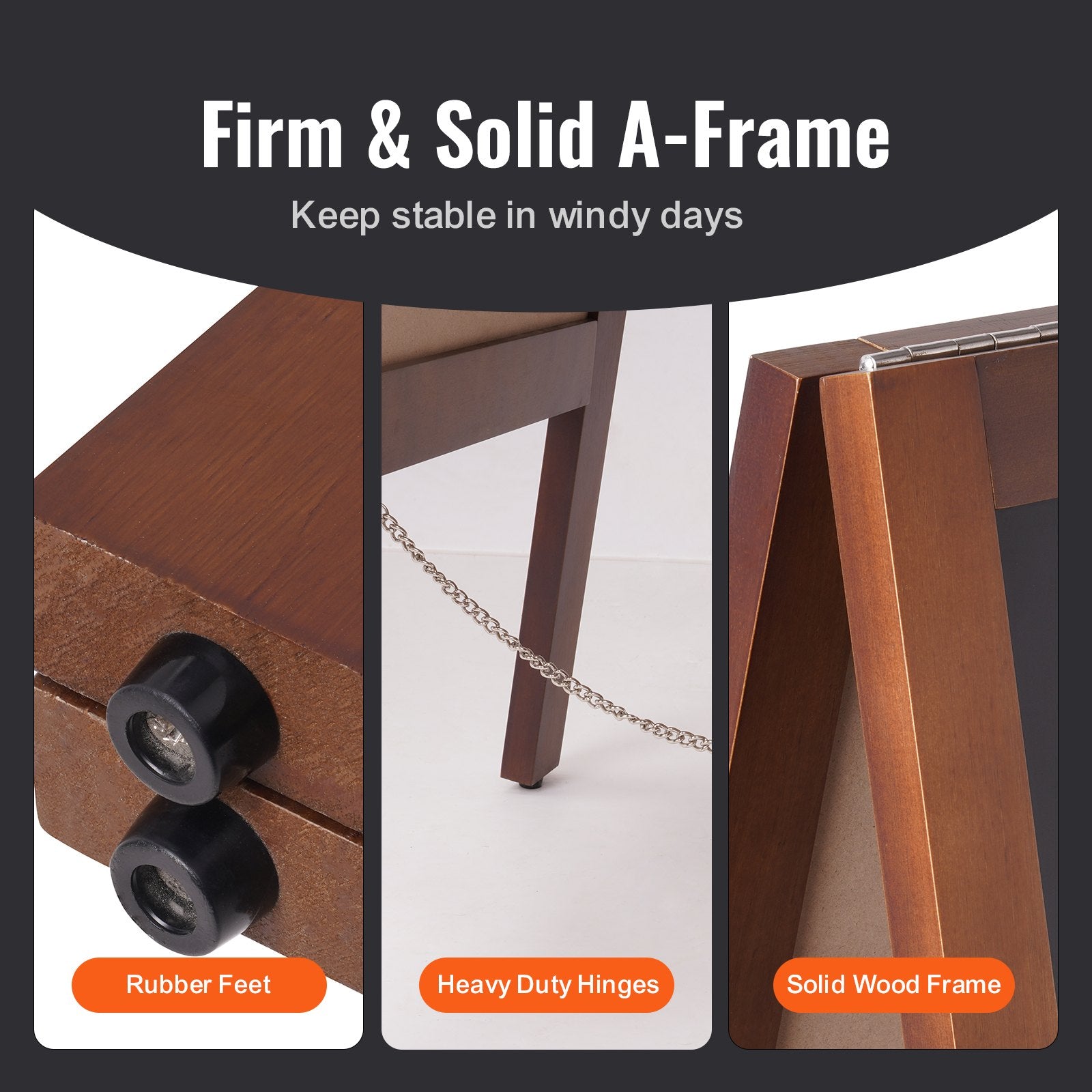 VEOVR A Frame Chalkboard Sign, 20"x40" Double-Sided Sidewalk Signs, Freestanding Vintage Wooden Chalk Board with Chalks & Magnetic Eraser, Rustic Brown Outdoor Sandwich Board For Kitchen Home Wedding