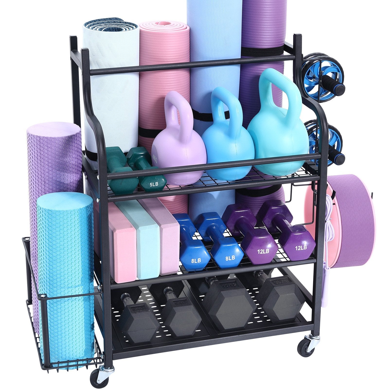 VEVOR Home Gym Workout Equipment Organizer Yoga Mat Storage Weight Rack Dumbbell