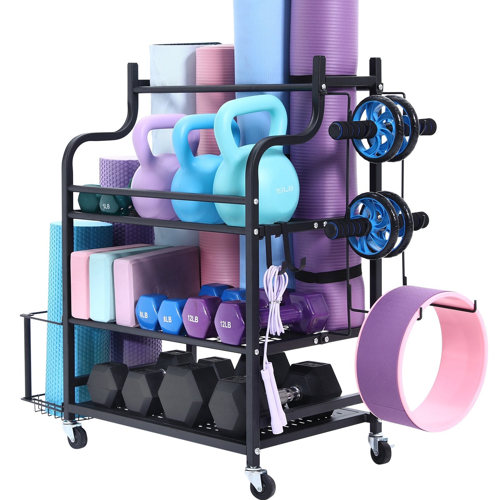VEVOR Home Gym Workout Equipment Organizer Yoga Mat Storage Weight Rack Dumbbell