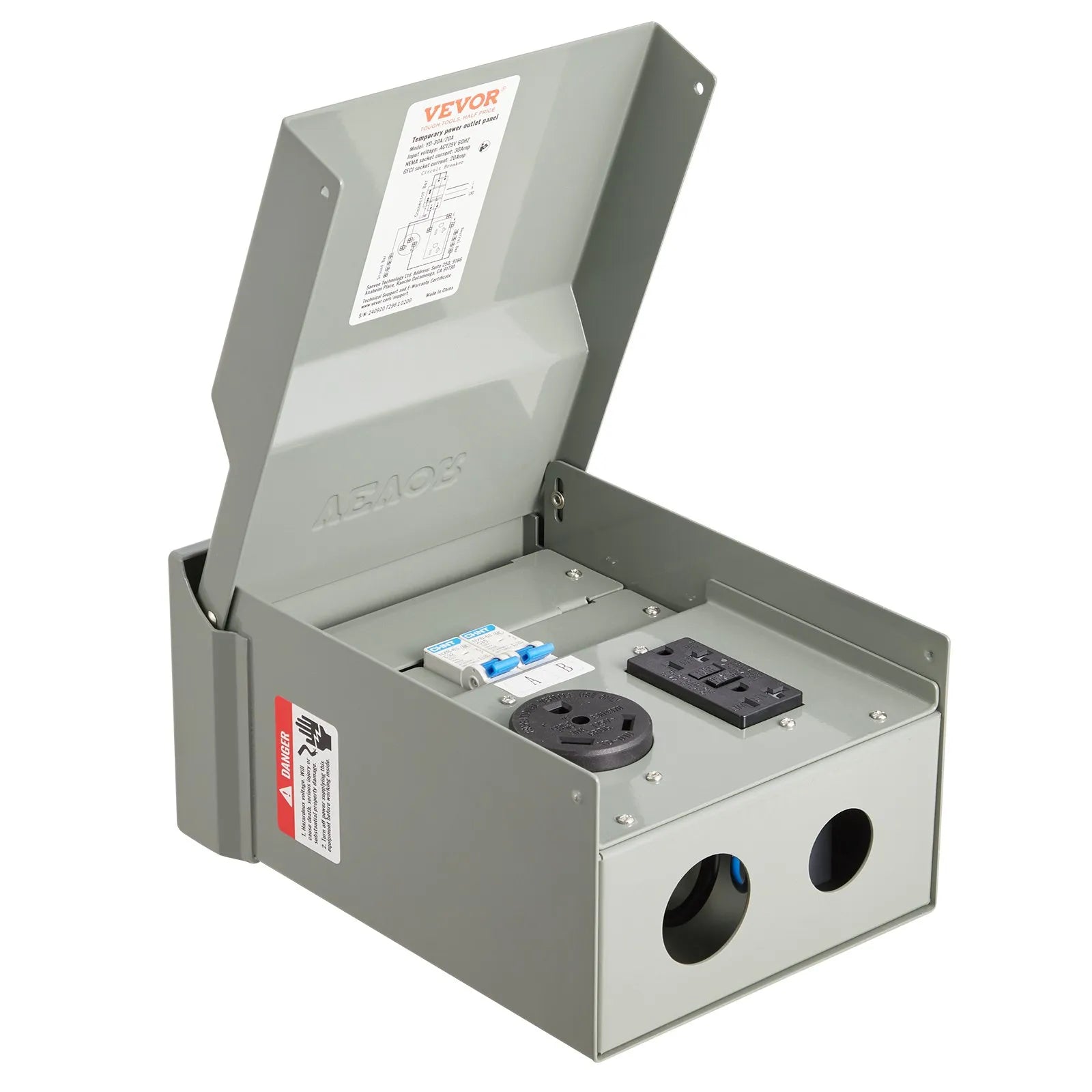 VEVOR Temporary Power Outlet Panel RV Electrical Panel 20 30 Amp RV Outlet Box