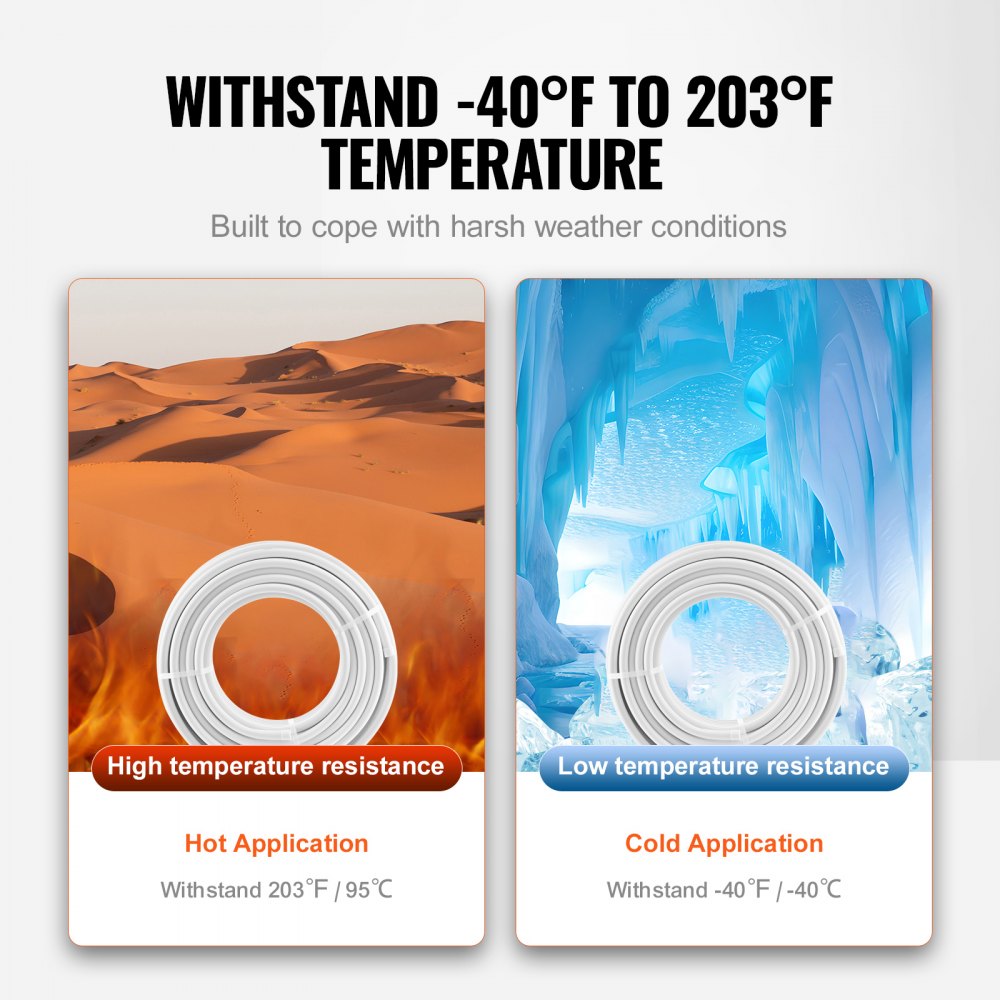 VEVOR PEX-AL-PEX Tube, 164 ft, 0.79'' Diameter Aluminum-Plastic Composite Pipe Oxygen Barrier Radiant Floor PEX Pipe, 0.08'' Thickness Radiant Heat Floor Plumbing Inner Aluminum Layer PEX Tubing Pipe