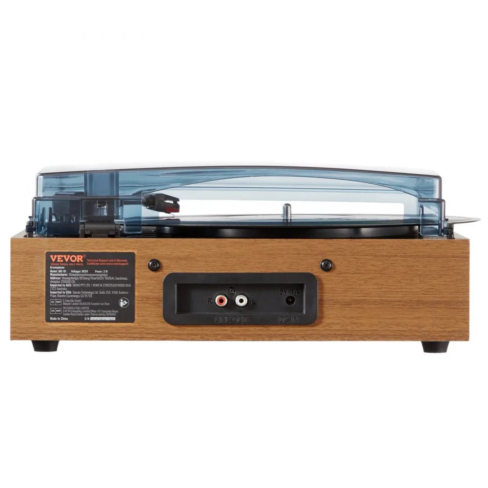 VEVOR Bluetooth Vinyl Record Player 3-Speed Belt Driven Turntable 3W Speakers