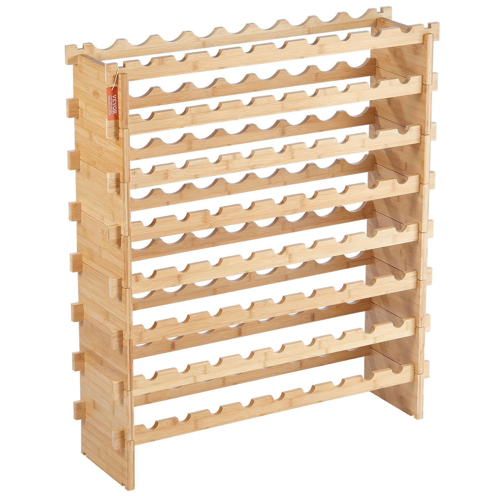 VEVOR 72 Bottle Upgrade Modular Wine Rack Bamboo Wood Display Shelf 8-Tier