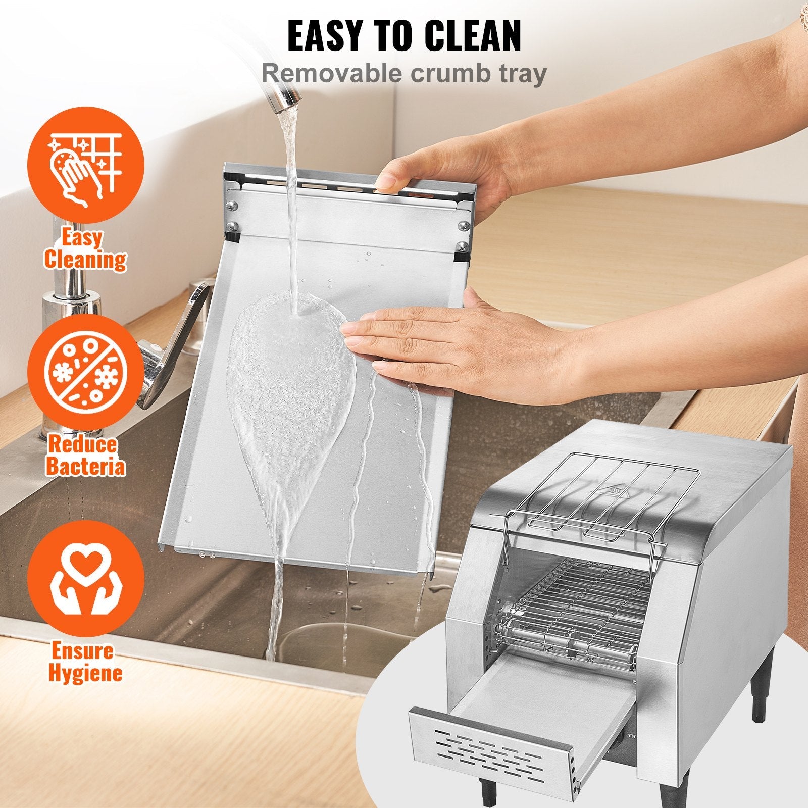 VEVOR Commercial Conveyor Toaster, 150 Slices/Hour Conveyor Belt Toaster, Heavy Duty Stainless Steel Commercial Toaster Oven, Electric Restaurant Commercial Toaster for Toast Bun, Bagel, Bread