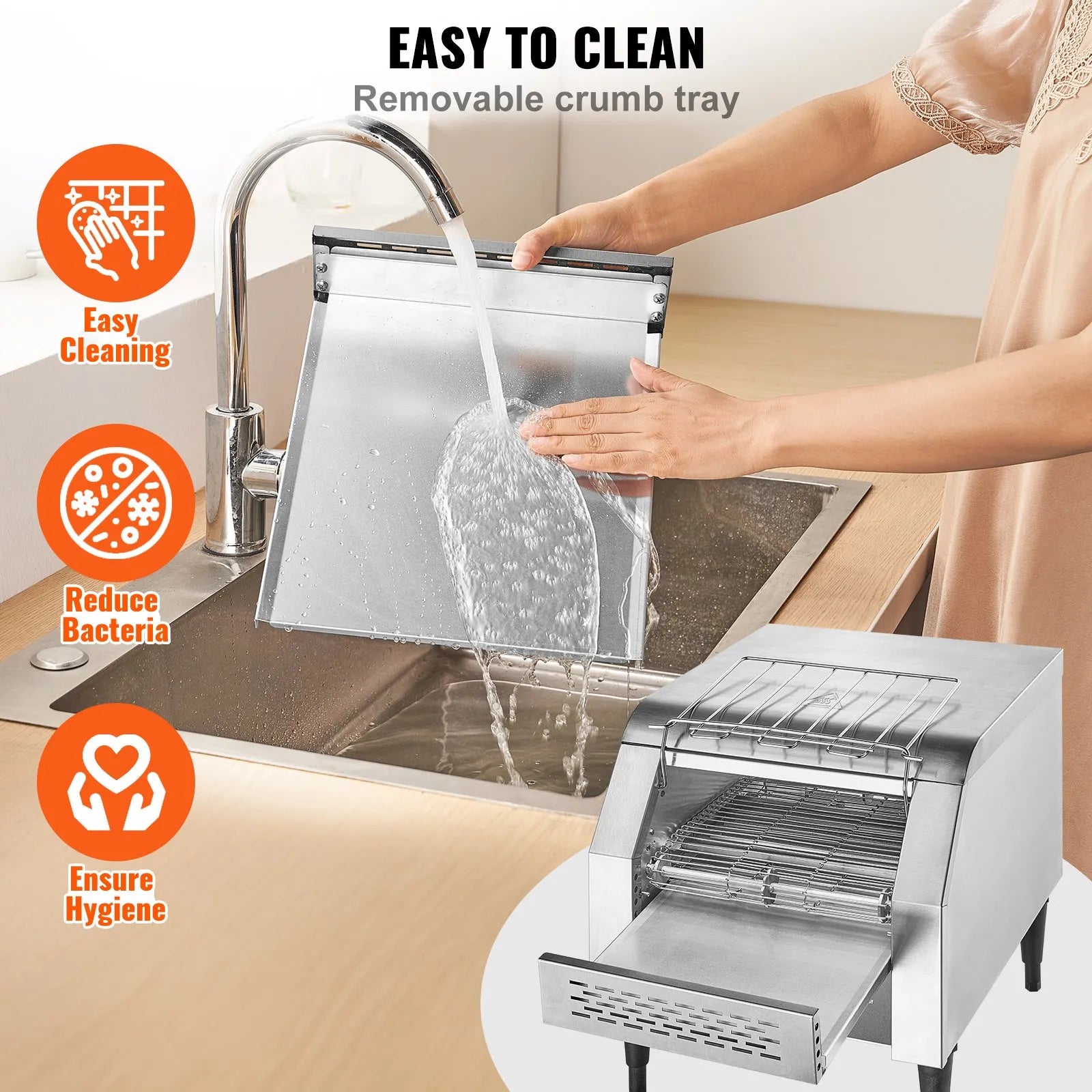 VEVOR Commercial Conveyor Toaster, 300 Slices/Hour Conveyor Belt Toaster, Heavy Duty Stainless Steel Commercial Toaster Oven, Electric Restaurant Commercial Toaster for Toast Bun, Bagel, Bread