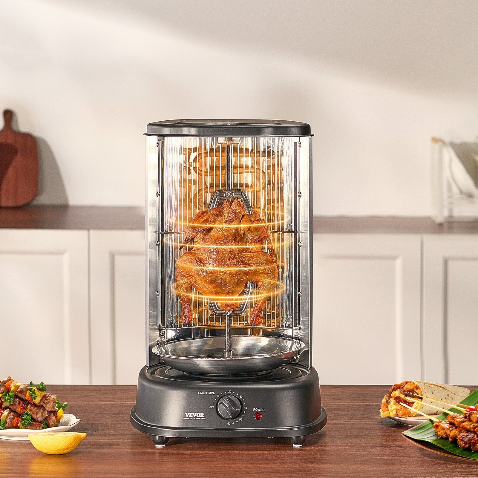 VEVOR Stainless Steel Shawarma Grill Machine Vertical Gyro Rotisserie Doner