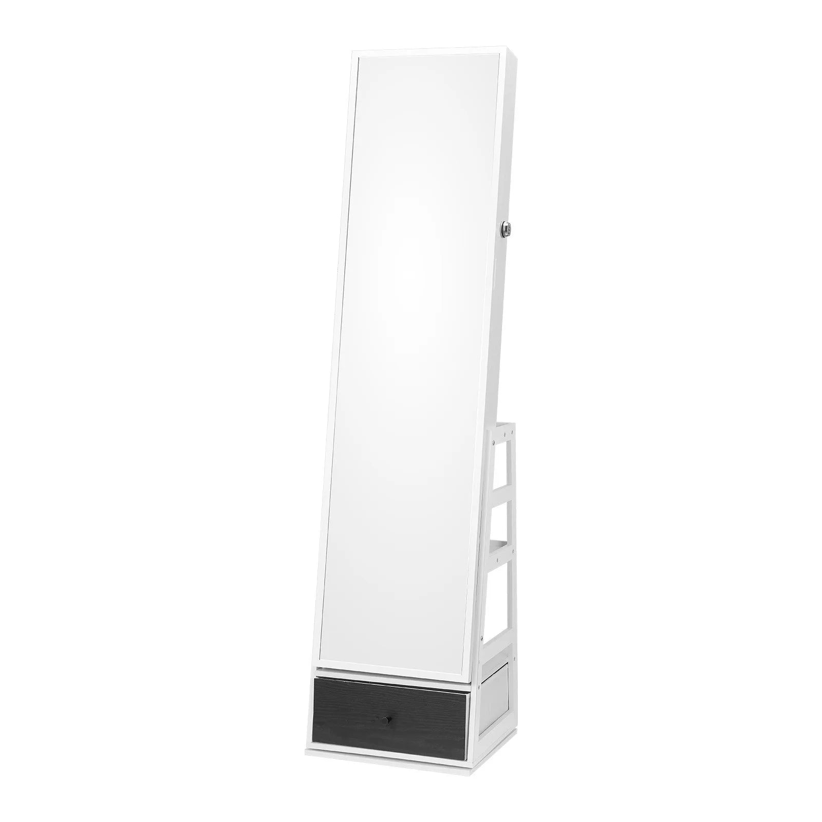 VEVOR Mirror Jewelry Cabinet 360° Swivel Standing Mirror with Storage White