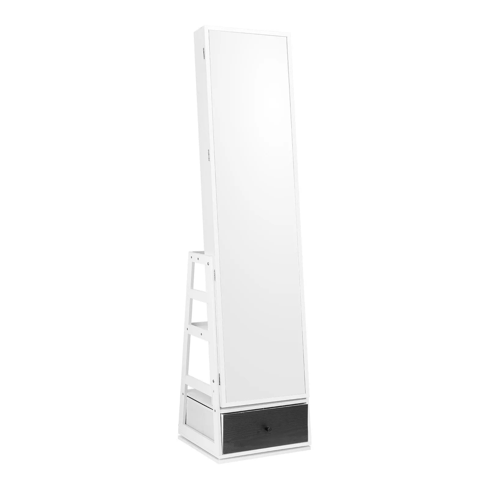 VEVOR Mirror Jewelry Cabinet 360° Swivel Standing Mirror with Storage White
