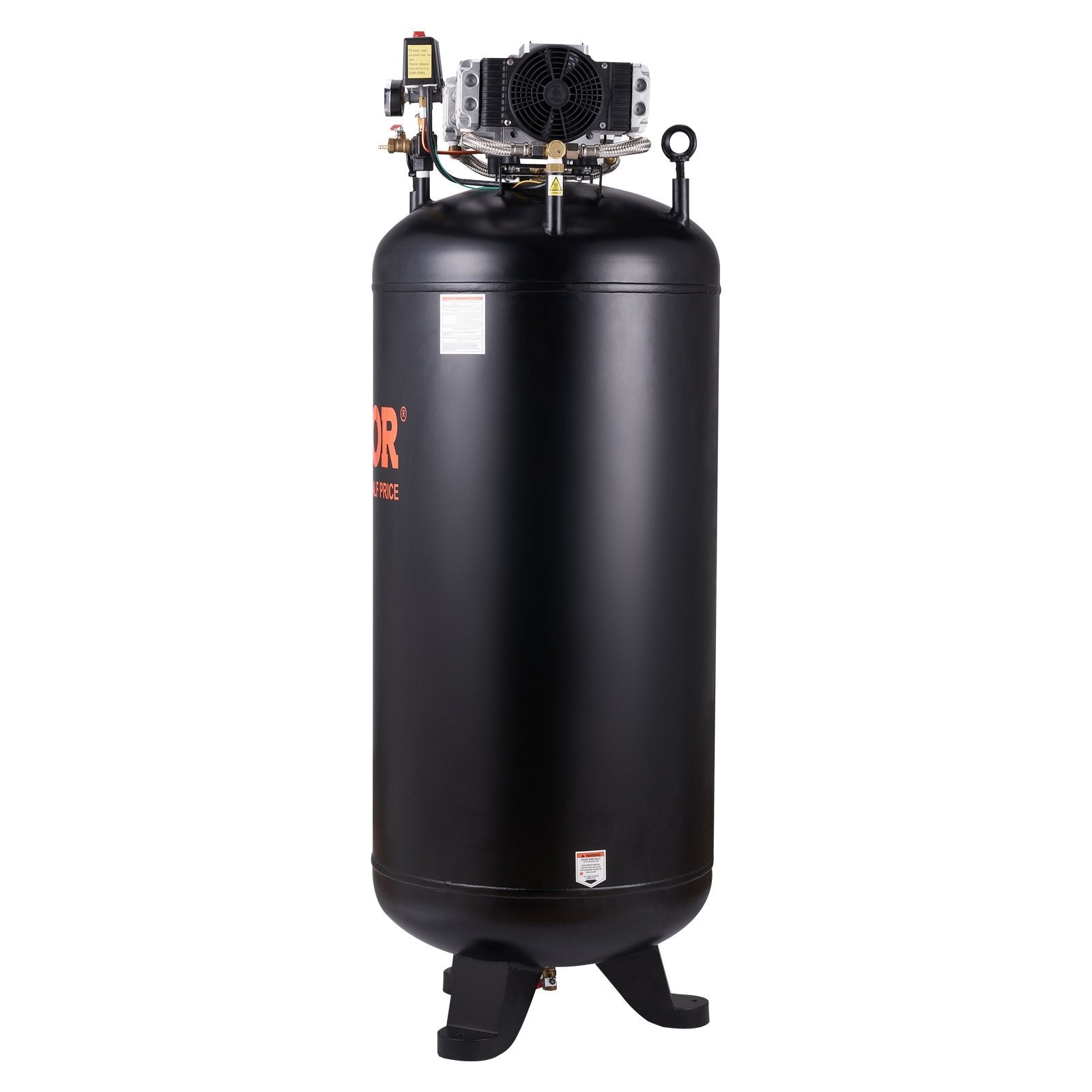VEVOR 80 Gallon Air Compressor, 6.5HP 15.5SCFM@90 PSI, 2-Stage 145PSI Oil Free Stationary Air Compressor Tank, 86dB Quiet Compressor for Industrial Manufacturing, Construction Sites (3-Phase Power)