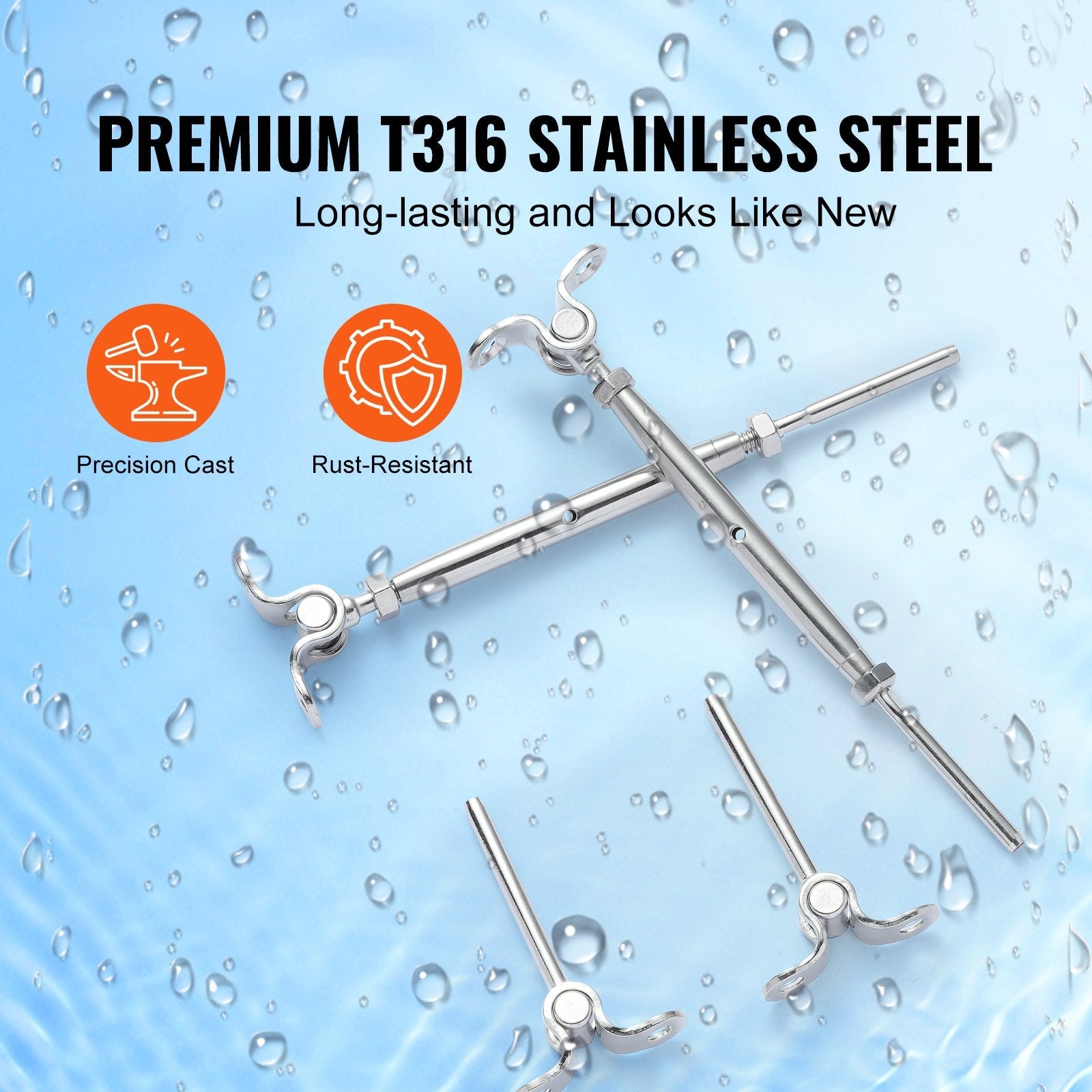 VEVOR T316 Stainless Steel Adjustable Angle 1/8" Cable Railing Kit/Hardware for Wood Post?Marine Grade for 1/8"Wire Rope,0-180-Degree Angle & Easy Installation, Silver (10 Pack)