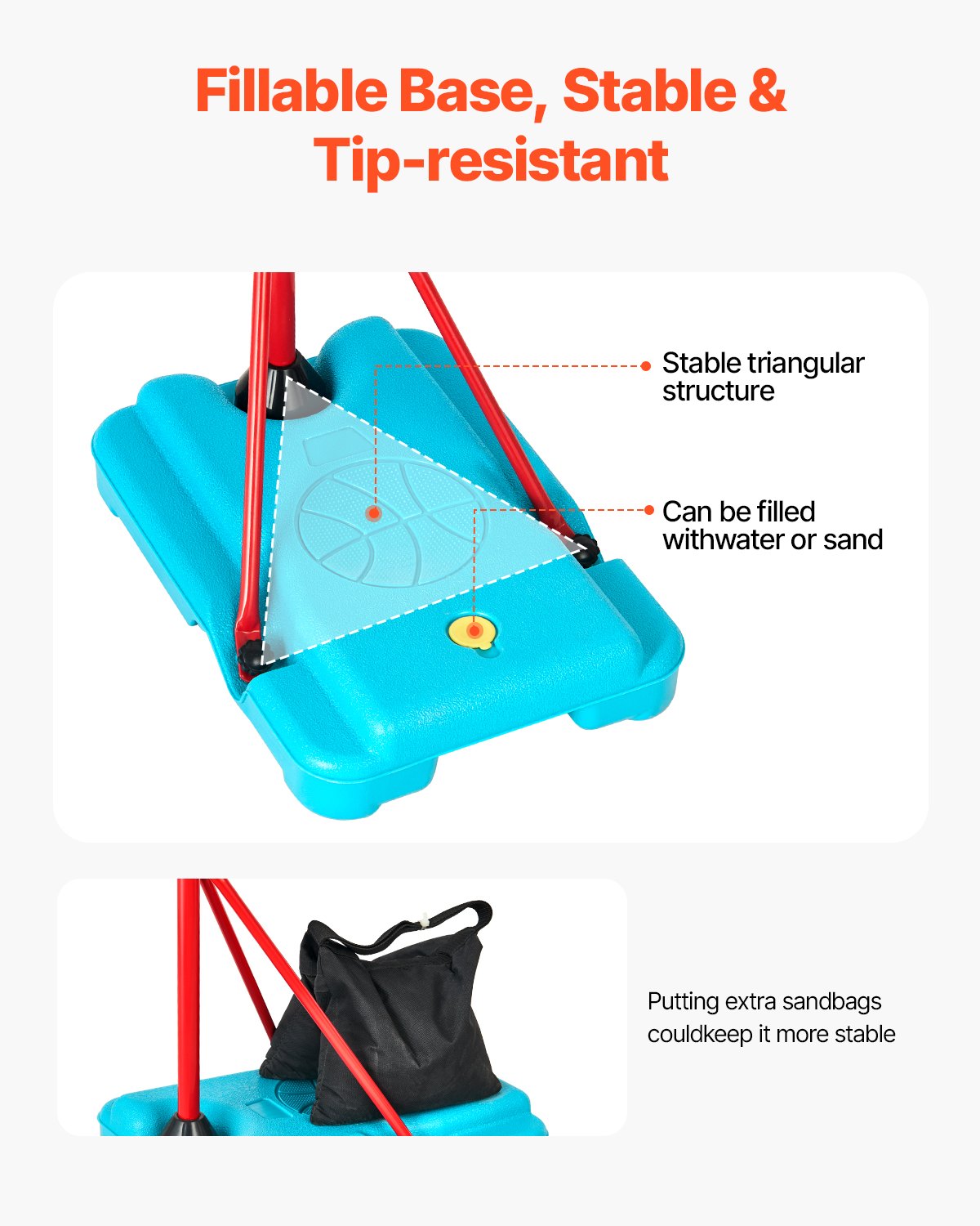 VEVOR Kids Basketball Hoop Height Adjustable Portable Basketball Court for Kids