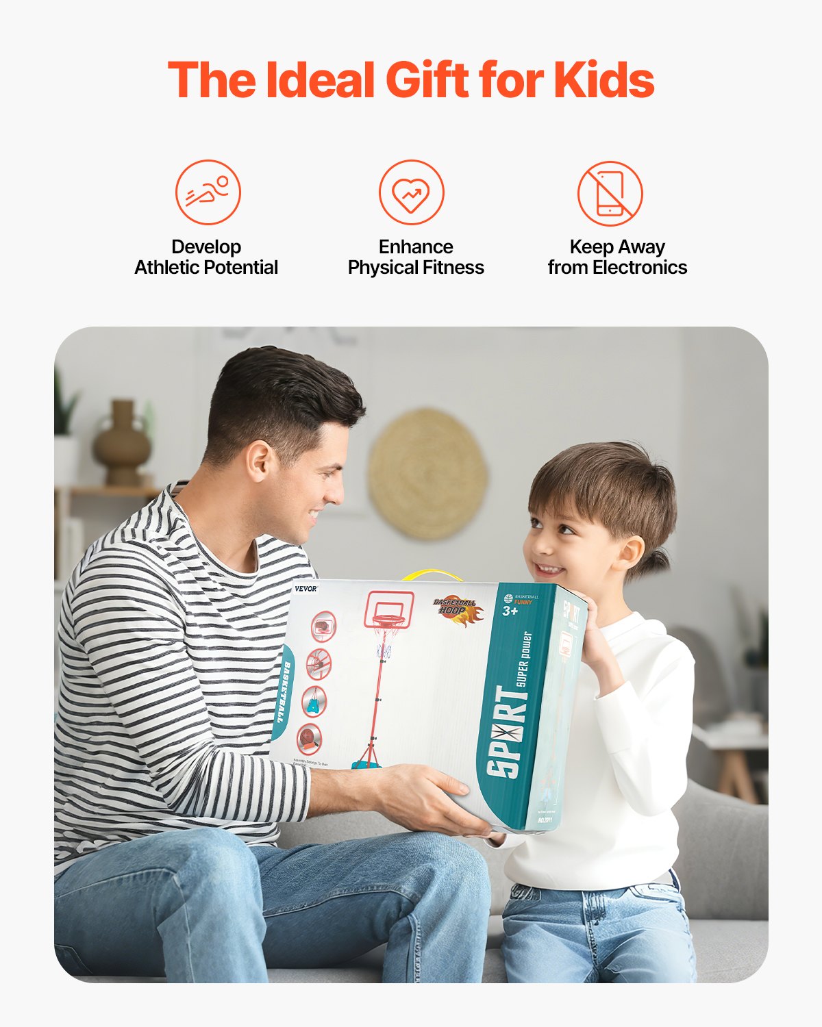 VEVOR Kids Basketball Hoop Height Adjustable Portable Basketball Court for Kids