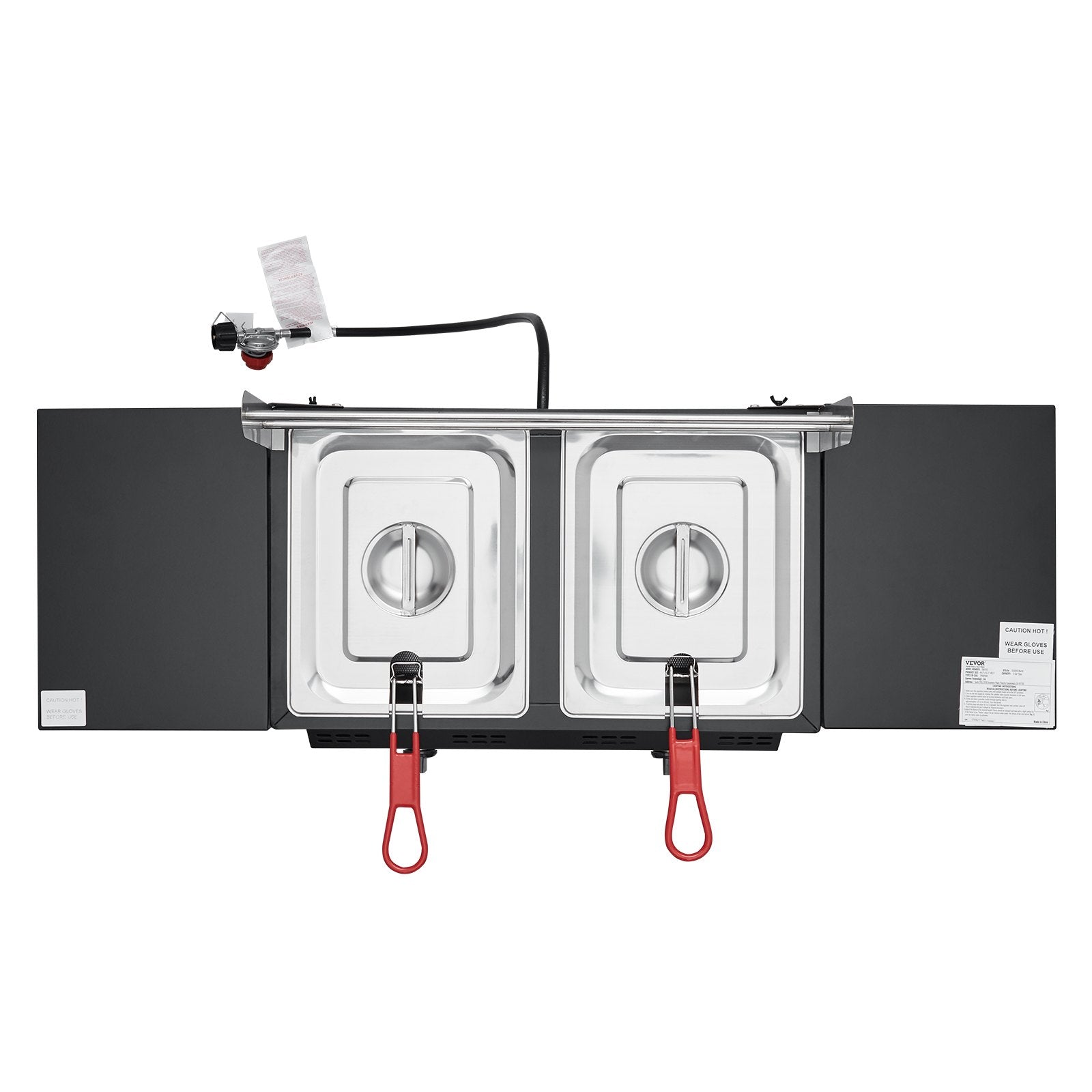 VEVOR Outdoor Propane Deep Fryer, Double Burners Commercial Fryer, 16 Qt Stainless Steel Cooker with Removable Baskets & Lids & Tanks, Oil Fryer Cart with Thermometer & Regulator, For Outdoor Cooking