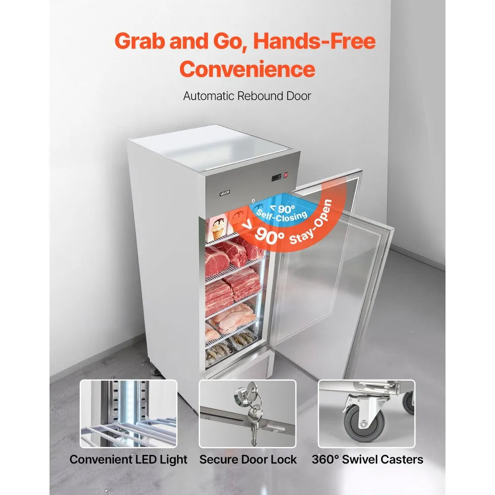 Commercial Reach-In Freezer – 29" W, 22 Cu.Ft Stainless Steel Upright Freezer