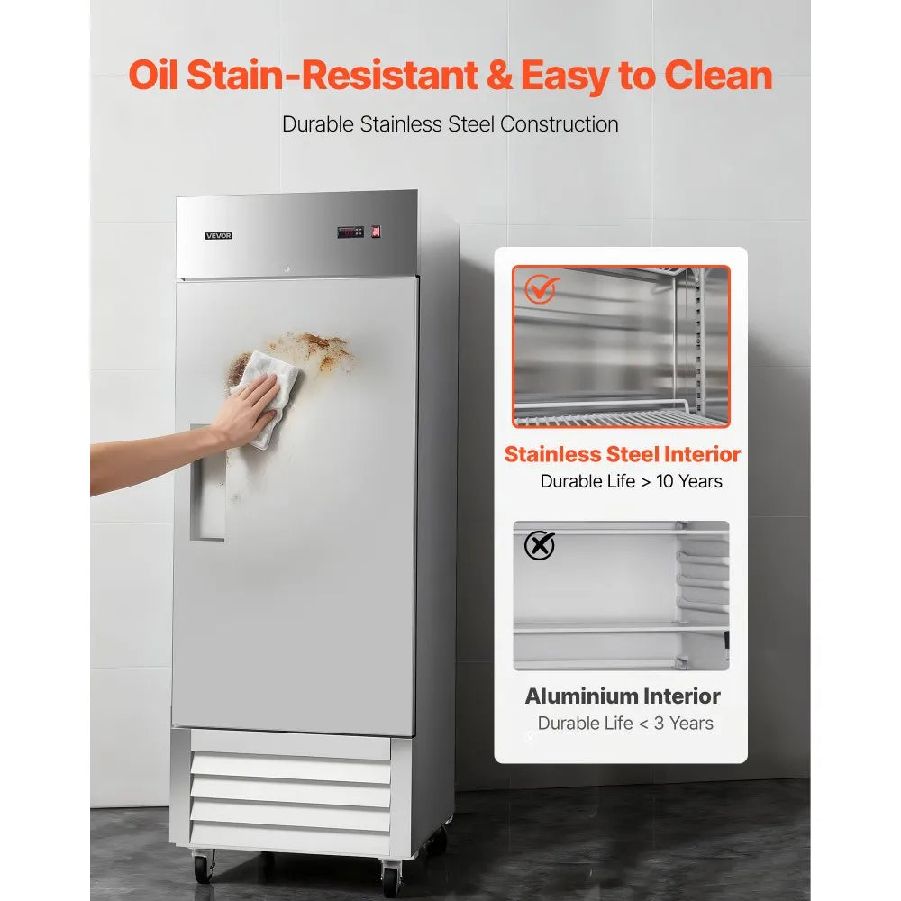 Commercial Reach-In Freezer – 29" W, 22 Cu.Ft Stainless Steel Upright Freezer