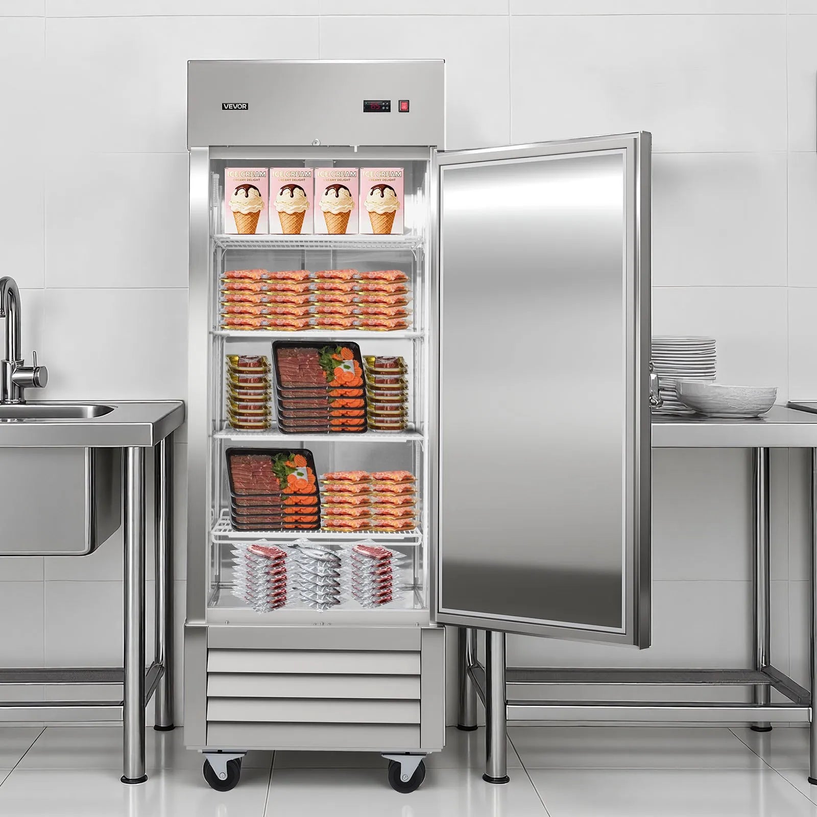 Commercial Reach-In Freezer – 29" W, 22 Cu.Ft Stainless Steel Upright Freezer