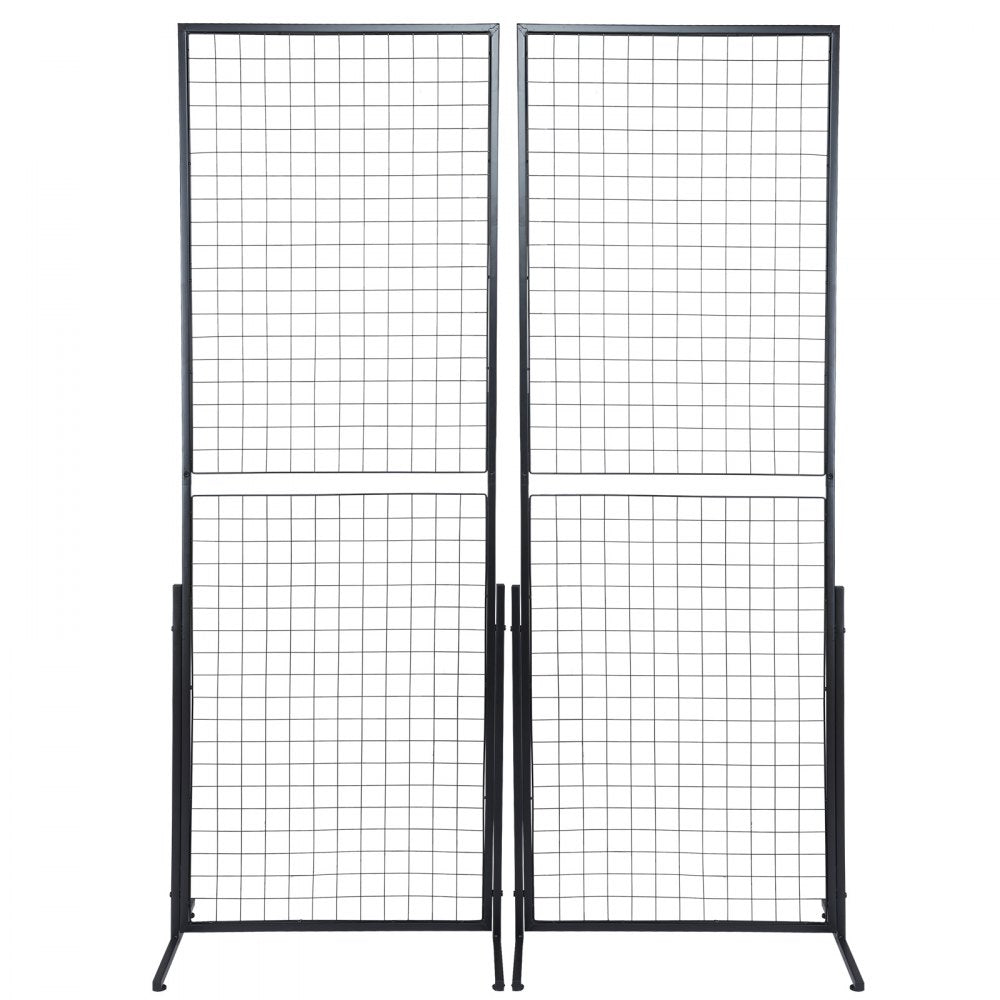 VEVOR 2' x 5.6' Grid Wall Panels Tower, 2 Packs Wire Gridwall Display Racks with T-Base Floorstanding, Double Side Gridwall Panels for Art Craft Shows, Retail Display with Extra Clips and Hooks