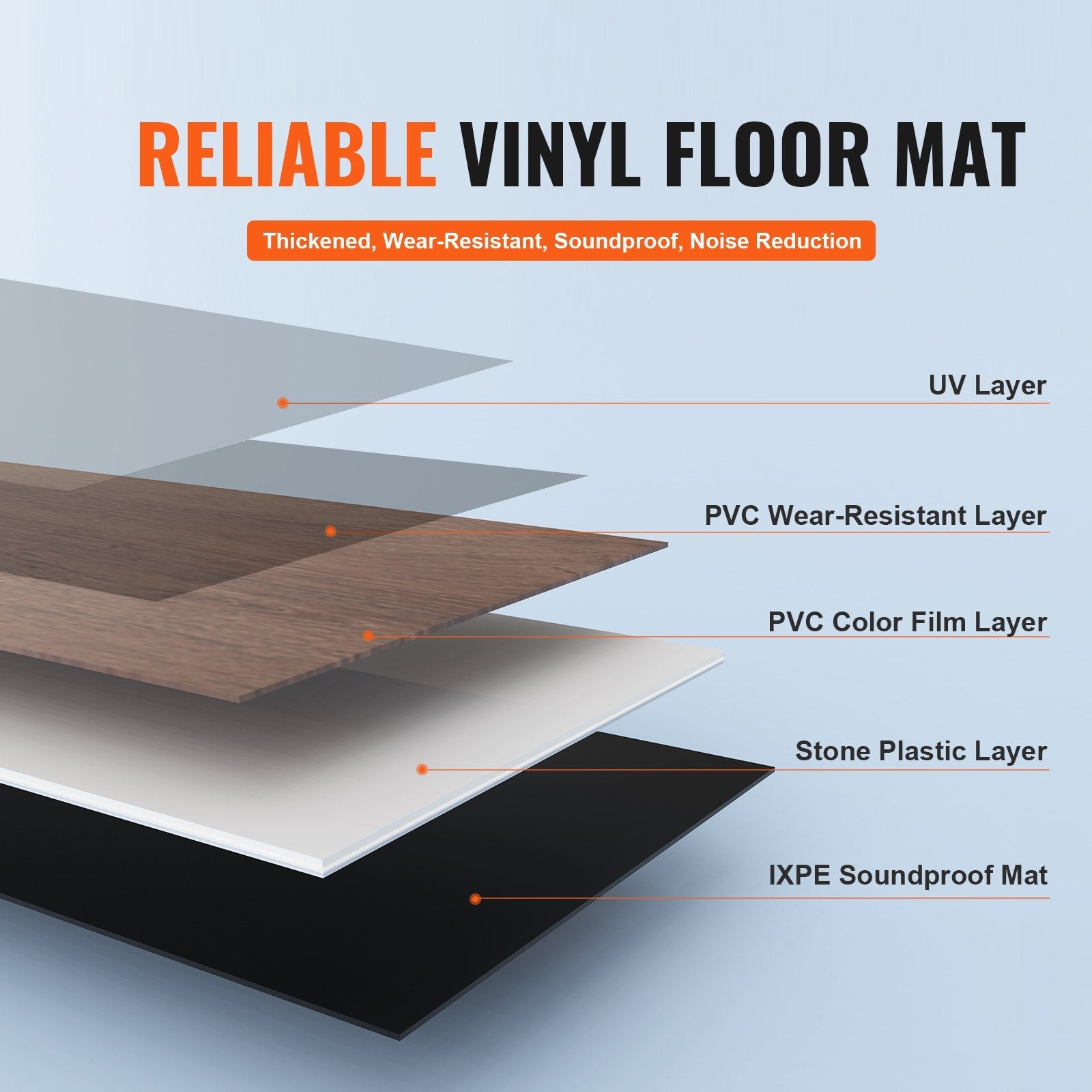 VEVOR Interlocking Vinyl Floor Tiles 10PCS 5.5mm Thick Deep Brown Wood Grain