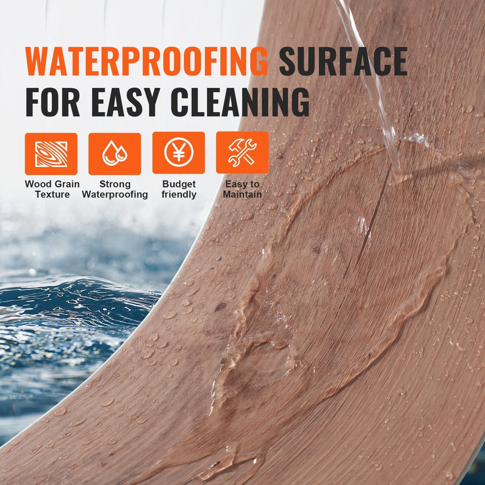 VEVOR Interlocking Vinyl Floor Tiles 10PCS 5.5mm Thick Deep Brown Wood Grain