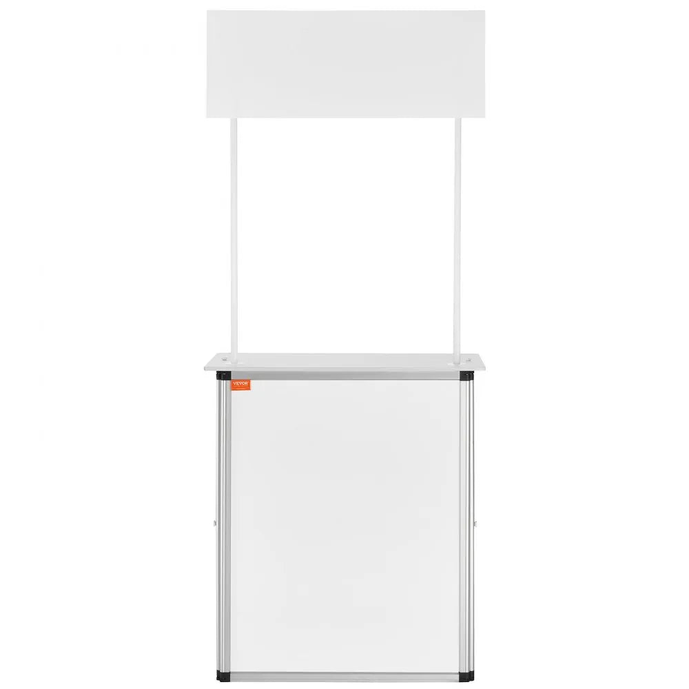 VEVOR Portable Tradeshow Podium Table, 30.91" x 14.96" x 71.46", Display Exhibition Counter Stand Booth Fair with Wall, Foldable Promotion Retail Bar Table Pop Up Podium with Storage Rack/Carrying Bag