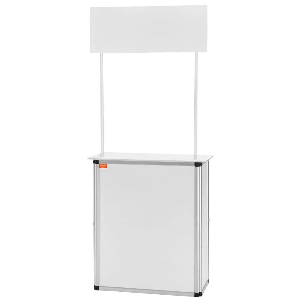 VEVOR Portable Tradeshow Podium Table, 30.91" x 14.96" x 71.46", Display Exhibition Counter Stand Booth Fair with Wall, Foldable Promotion Retail Bar Table Pop Up Podium with Storage Rack/Carrying Bag