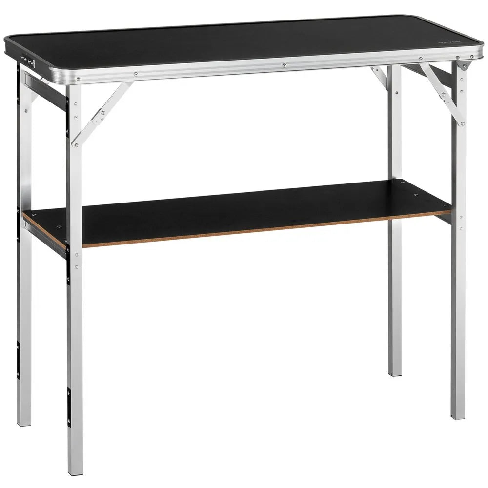VEVOR Portable Tradeshow Podium Table, 38.39" x 15.16" x 34.25", Display Exhibition Counter Stand Booth Fair with Wall, Foldable Promotion Retail Bar Table Podium with Storage Rack and Carrying Bag