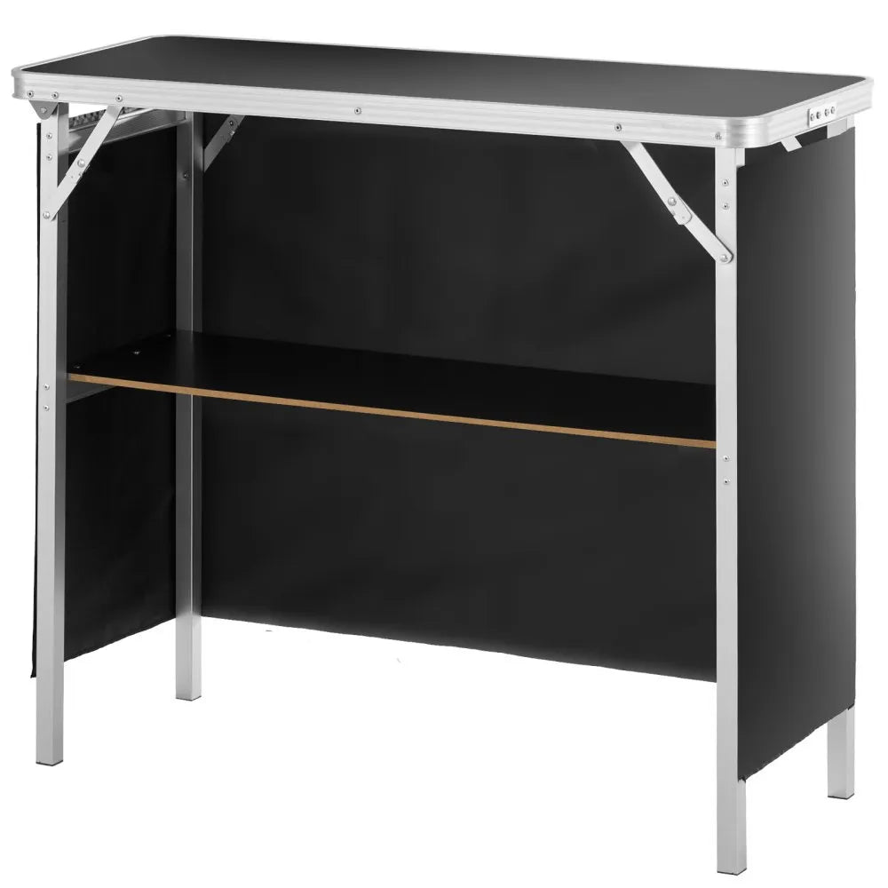 VEVOR Portable Tradeshow Podium Table, 38.39" x 15.16" x 34.25", Display Exhibition Counter Stand Booth Fair with Wall, Foldable Promotion Retail Bar Table Podium with Storage Rack and Carrying Bag