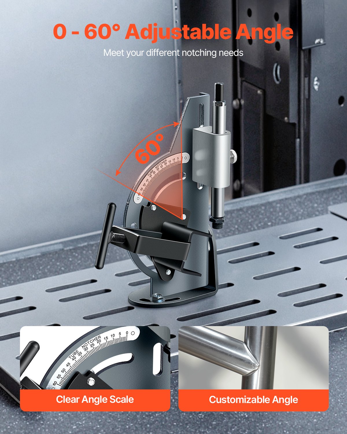 VEVOR Pipe Notcher 1/2 to 2-inch Tubing Notcher with 0 to 60° Adjustable Angle