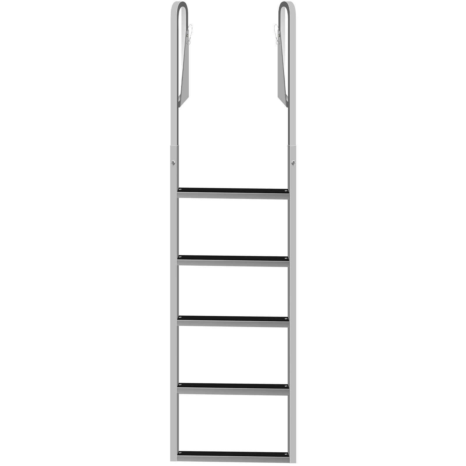 VEVOR Dock Ladders Flip Up, Dock Ladder with Rubber Mat, Swim Ladder Aluminum 5 Step, Each Step 21.5\" x 1.2\", 350Lbs Load, for Lake, Marine Boarding, Pool