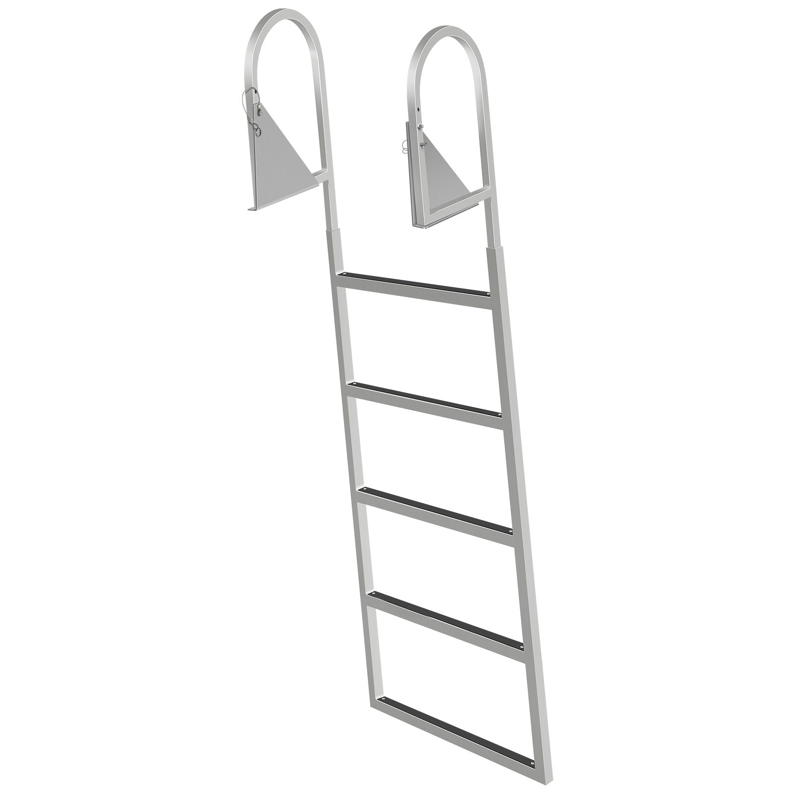 VEVOR Dock Ladders Flip Up, Dock Ladder with Rubber Mat, Swim Ladder Aluminum 5 Step, Each Step 21.5\" x 1.2\", 350Lbs Load, for Lake, Marine Boarding, Pool
