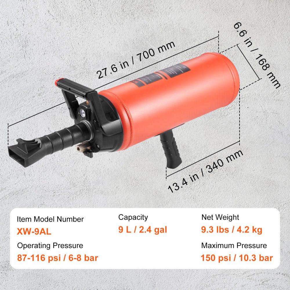 VEVOR Tire Bead Blaster, 150 PSI, Handheld 2.4 Gal/9 L Air Bead Seater, Portable Inflation Tool, 87-116 PSI for Trucks, ATVs, Cars, and Tractor Tire Repairs