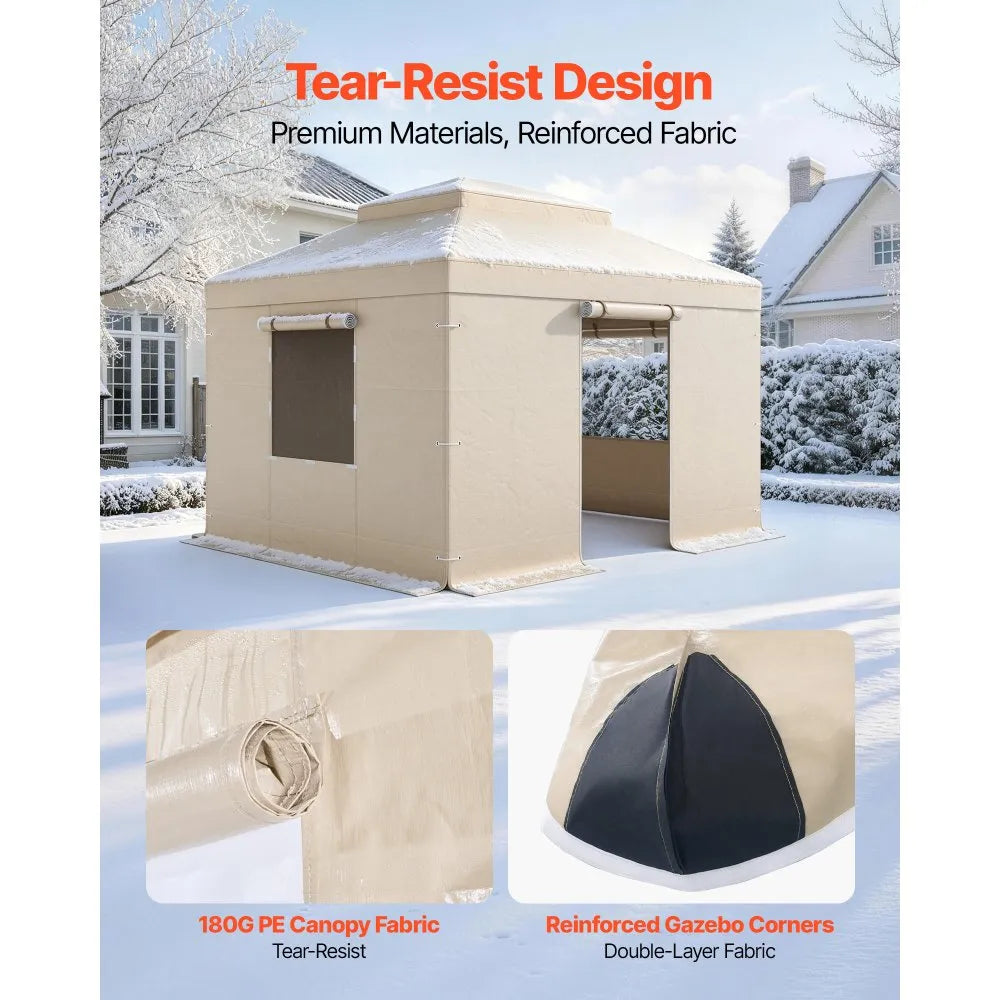 10' x 10' Winter Gazebo Cover with Sidewalls & Mesh Windows