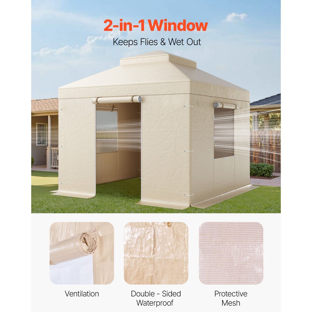 10' x 10' Winter Gazebo Cover with Sidewalls & Mesh Windows