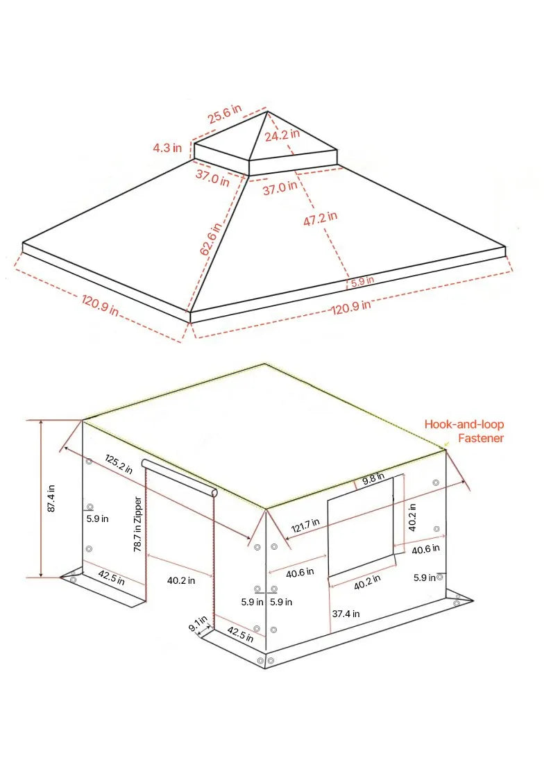 10' x 10' Winter Gazebo Cover with Sidewalls & Mesh Windows